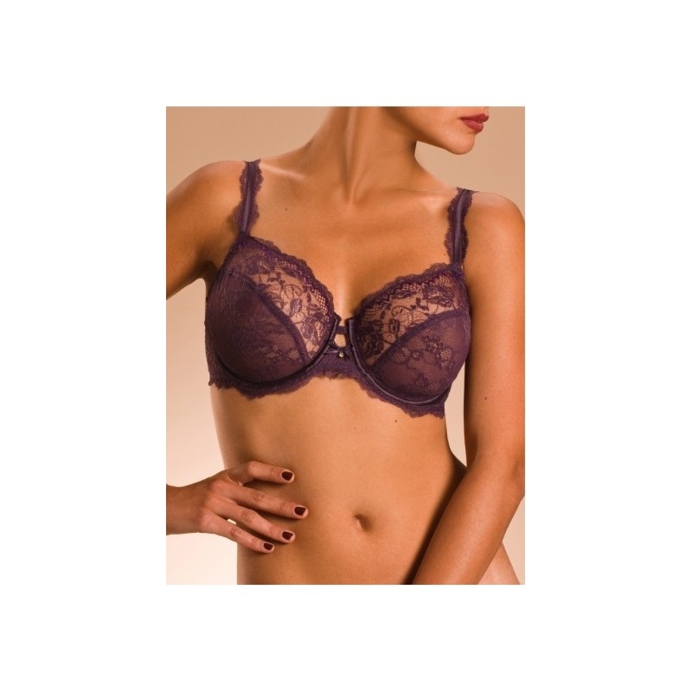 Chantelle Eternelle purple full cup leavers lace bra 32D NWT